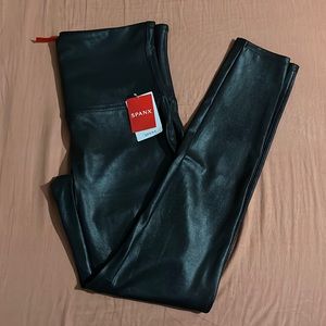 Spanx faux black leather leggings. XL. New with tags.